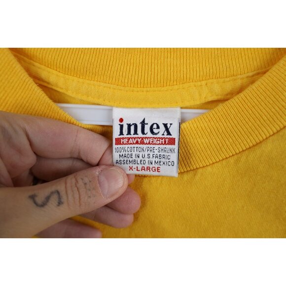 Vtg 90s Streetwear Mens XL Spell Out Anchorage Alaska USA Flag T-Shirt Yellow - Picture 6 of 9